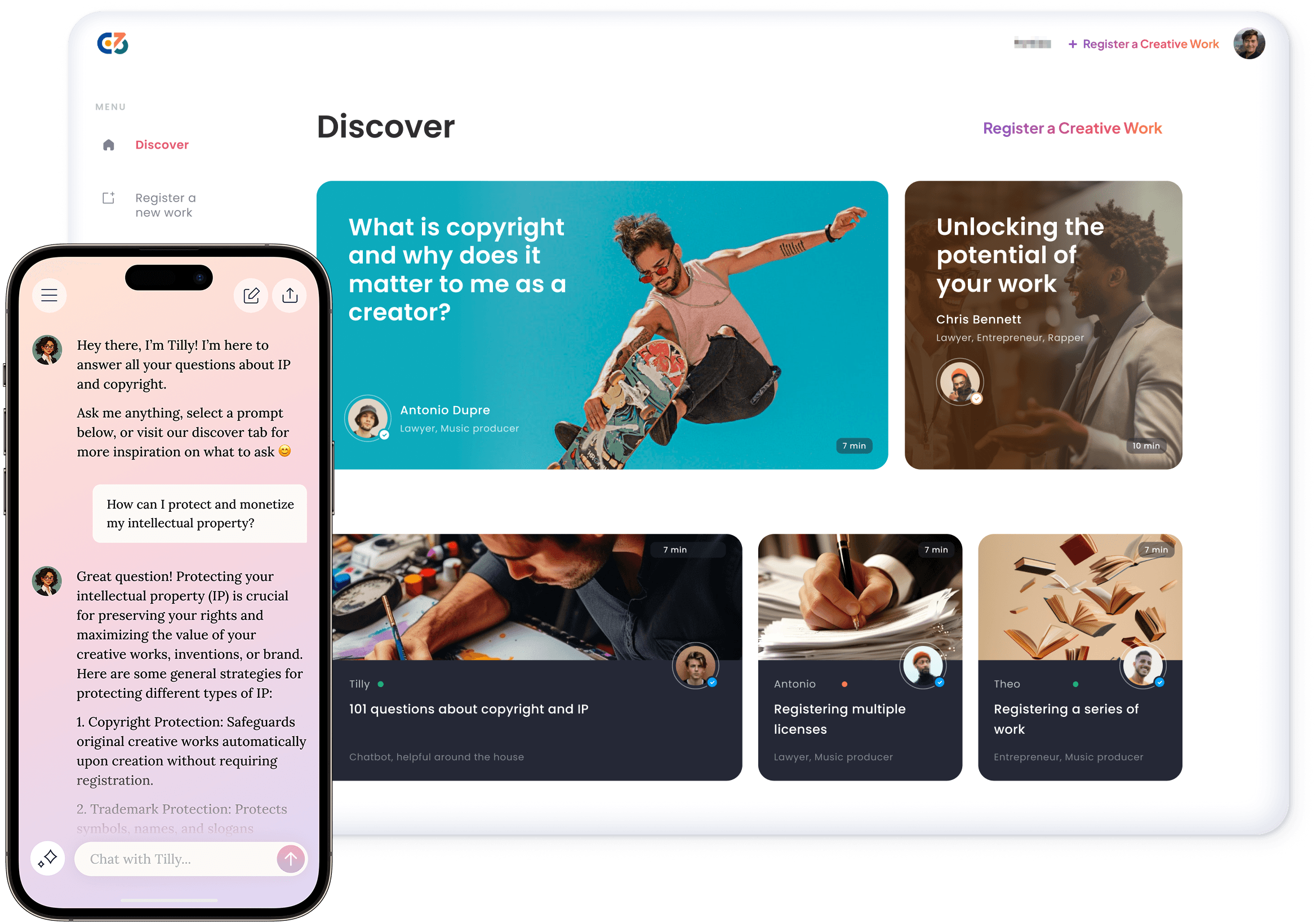 La plateforme IPRights4All sur ordinateur et sur mobile